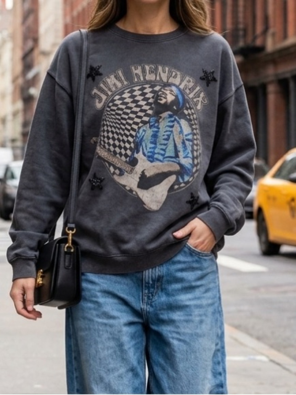 Goodie Two Sleeves Jimi Hendrix Graphic Sweatshirt S Grunge Faded Celestial